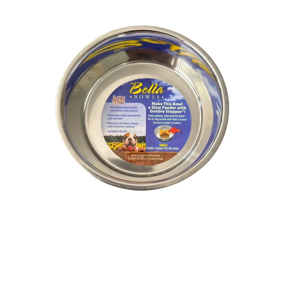 Loving Pets Bella Bowls Small Blueberry Stainless Steel Dog Bowl 1.90 Cups 7462